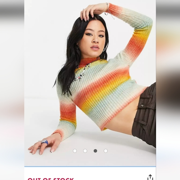 Bershka size S rainbow stripe stretch jumper very good carefully worn condition - Picture 5 of 16